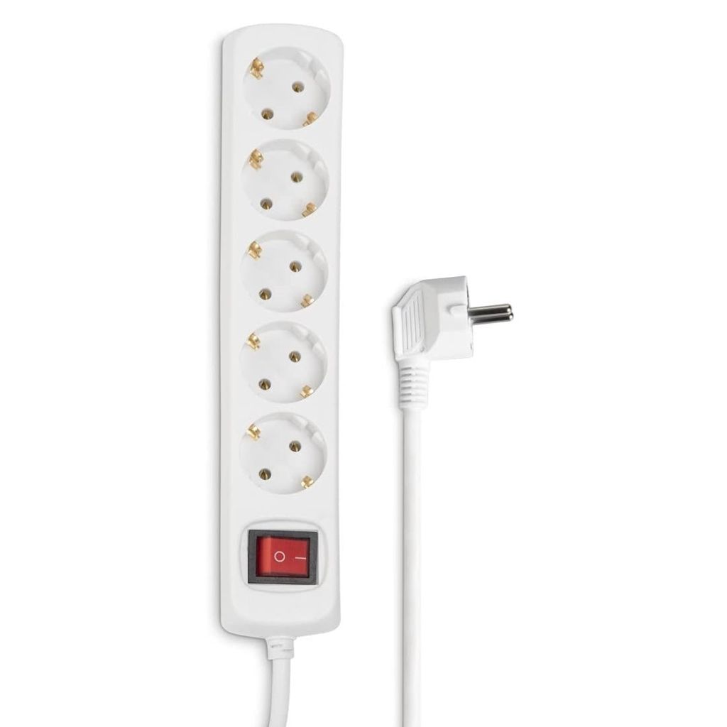 Hama 00047842, 5 AC-Ausgänge, 230 V, 3500 W, Weiß, Kunststoff, 1,4 m