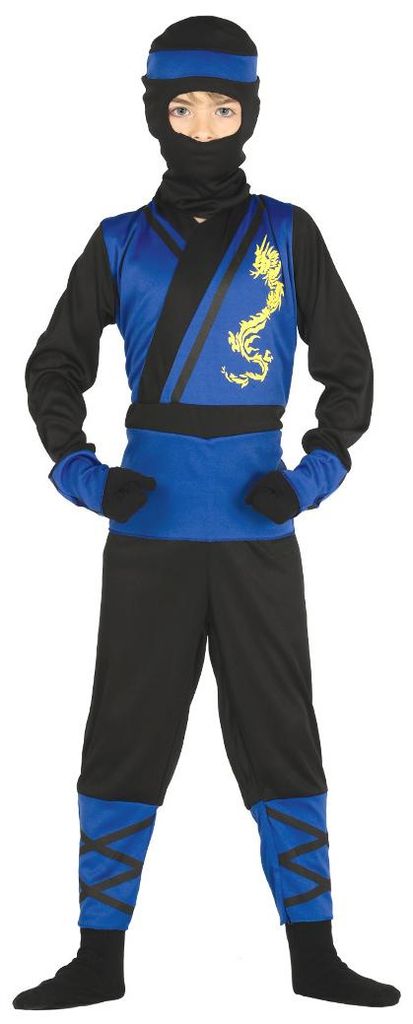 Ninja Kämpfer Kostüm für Kinder in Schwarz-Blau, Gr. Produktbild 