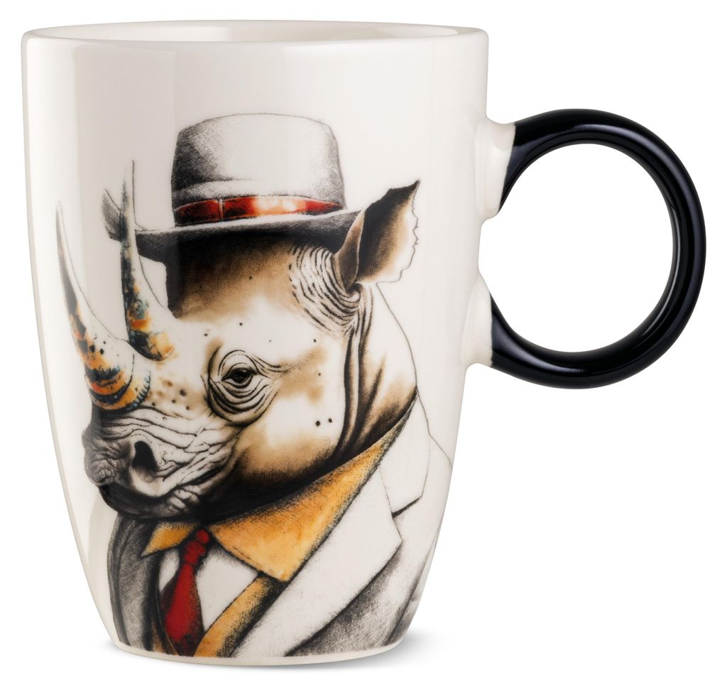 Gilde Tasse Human Essence Nashornmotiv, Becher, Kaffeetasse, Nashorn, Porzellan, Ø 9 cm, 81540