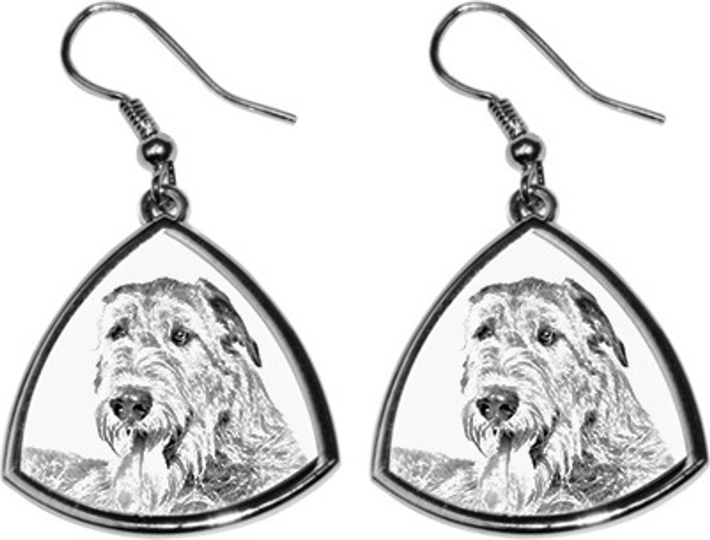 Irischer Wolfshund, Irish Wolfhound - Hund Ohrringe, hängende Ohrringe mit Bild, personalisierter Schmuck mit dem Aufdruck der Marke Art-Dog