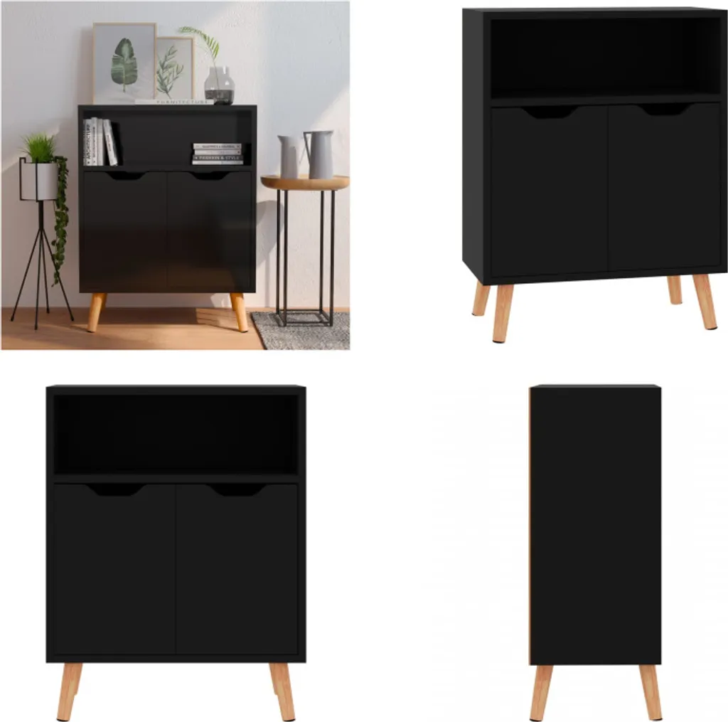 Credenza Nera Lucida vidaXL 60x30x72 cm - Mobile Elegante Salotto