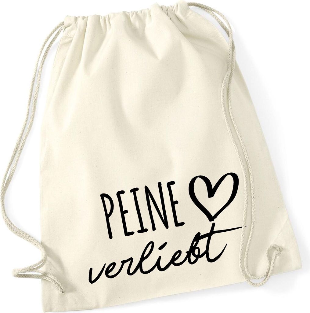 Huuraa Turnbeutel Peine verliebt 12 Liter Natural Baumwolle Rucksack Geschenkidee