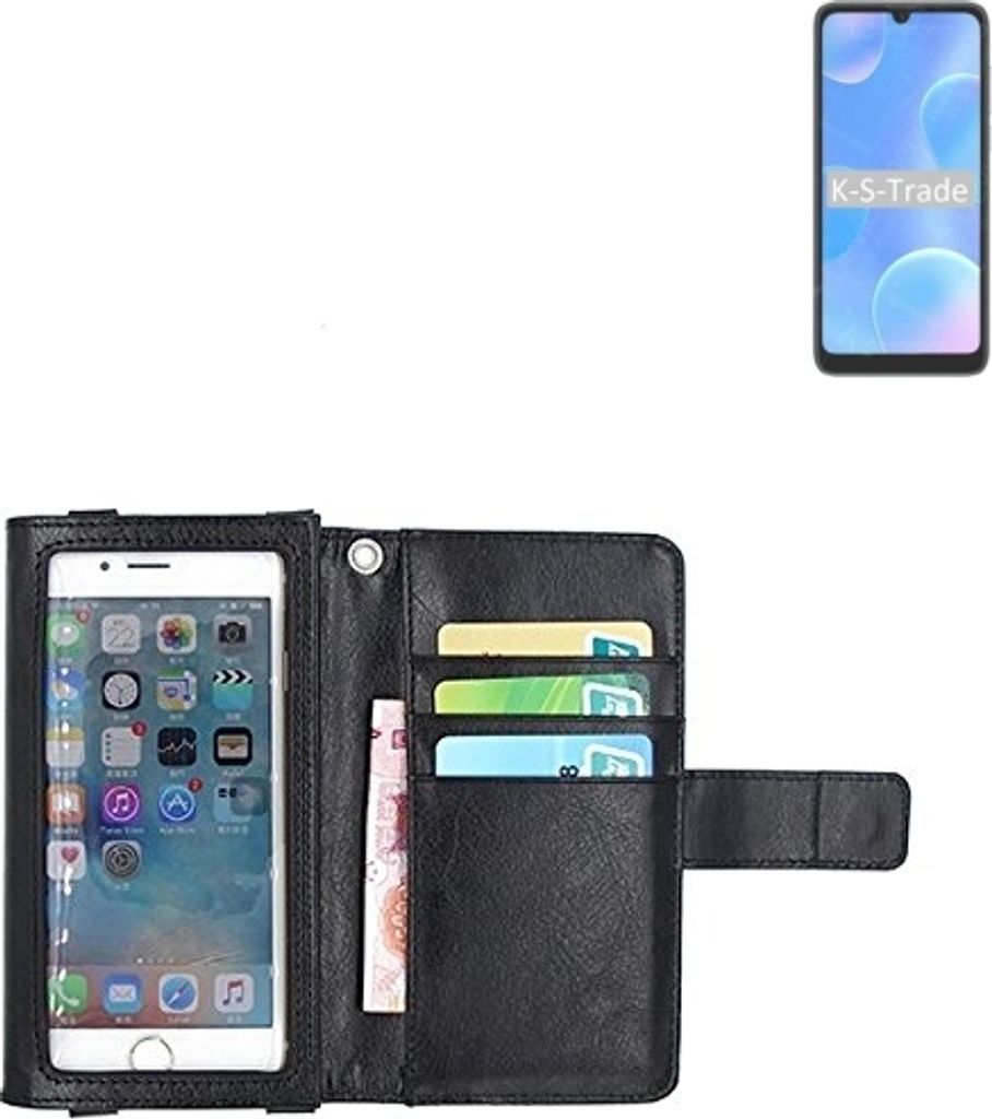 K-S-Trade Handy Hülle Schutz Hülle Kompatibel mit Blackview A50 Case mit Displayschutz / Schutzfolie Flip Cover Wallet case Etui Hülle schwarz