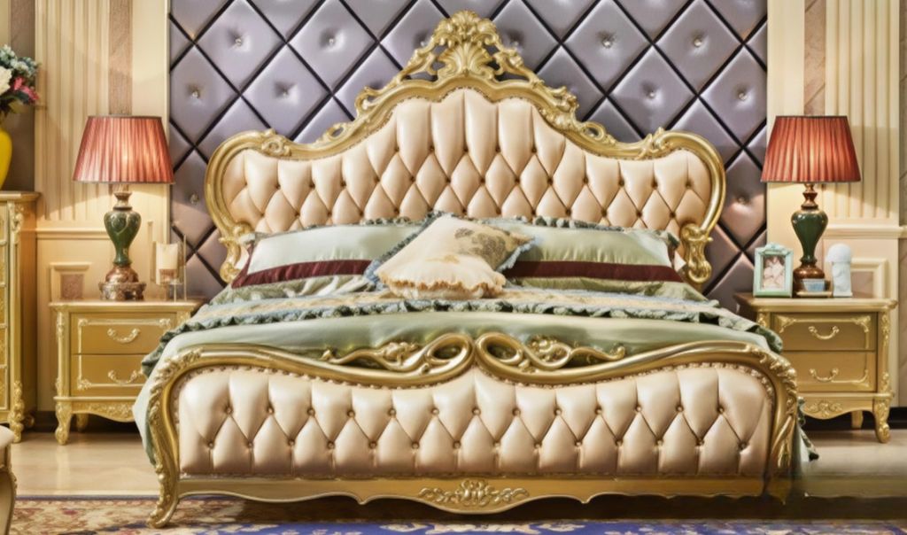 Klassisches Schlafzimmer Set Massivholz Bett+ 2x Nachttische Komplettes