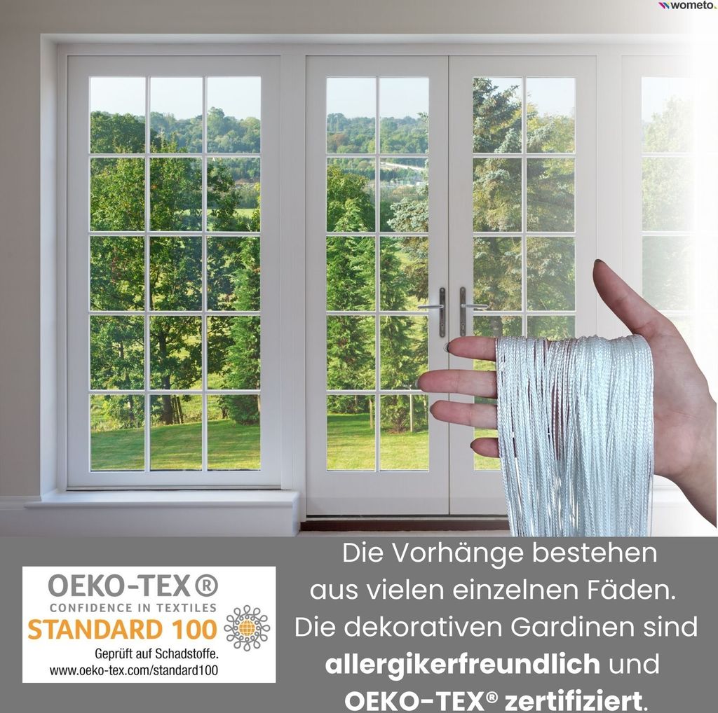 wometo Fadenvorhang Türvorhang Fäden 90x245 weiß - Produktbild 3