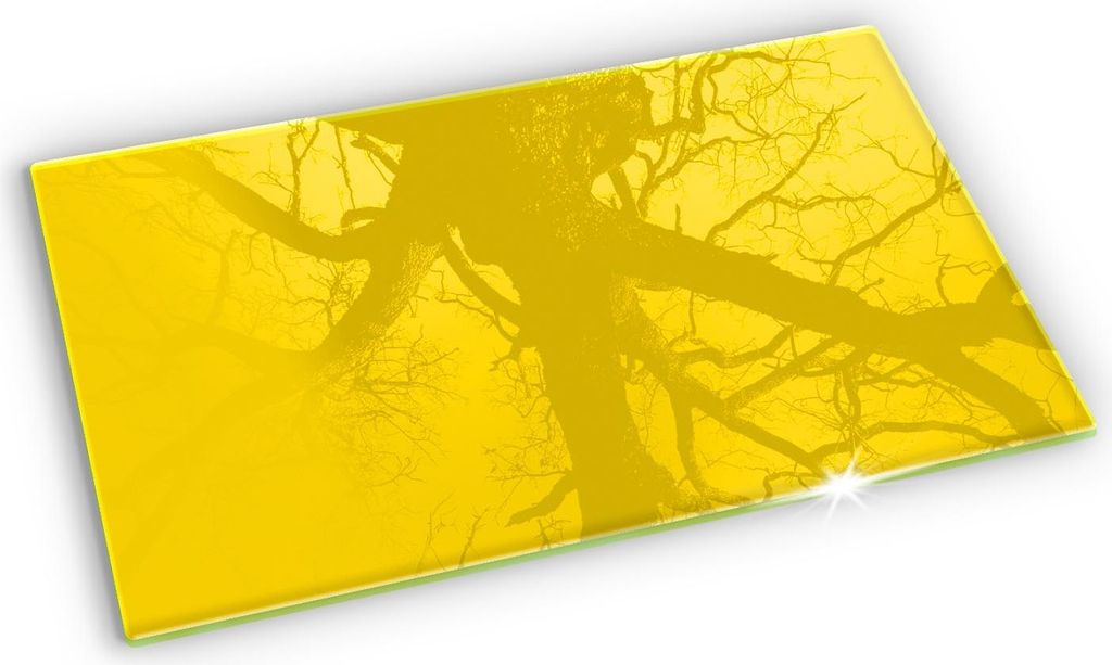 Glas Grabkerzen Untersetzer Motiv Gummifüße - 52x30 cm - Gelb