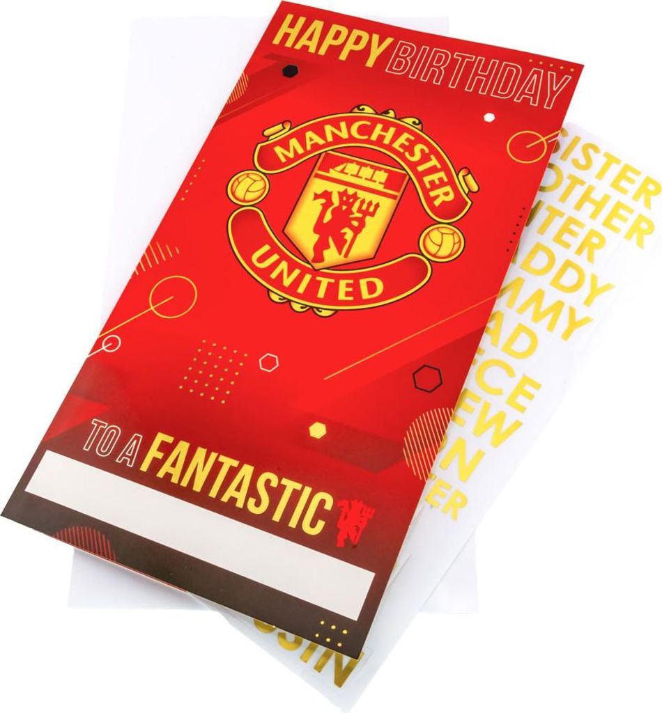 Manchester United FC - Anpassbar - Geburtstagskarte - Karton TA11748 (Einheitsgröße) (Rot/Gelb/Weiß)