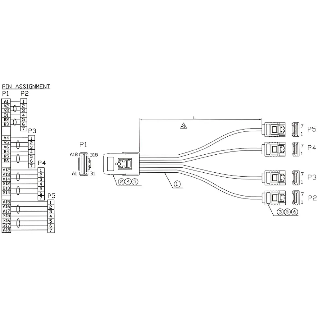 Cavo Mini-SAS SFF-8087 a 4 SATA InLine 27620B - 100cm Reverse - 2