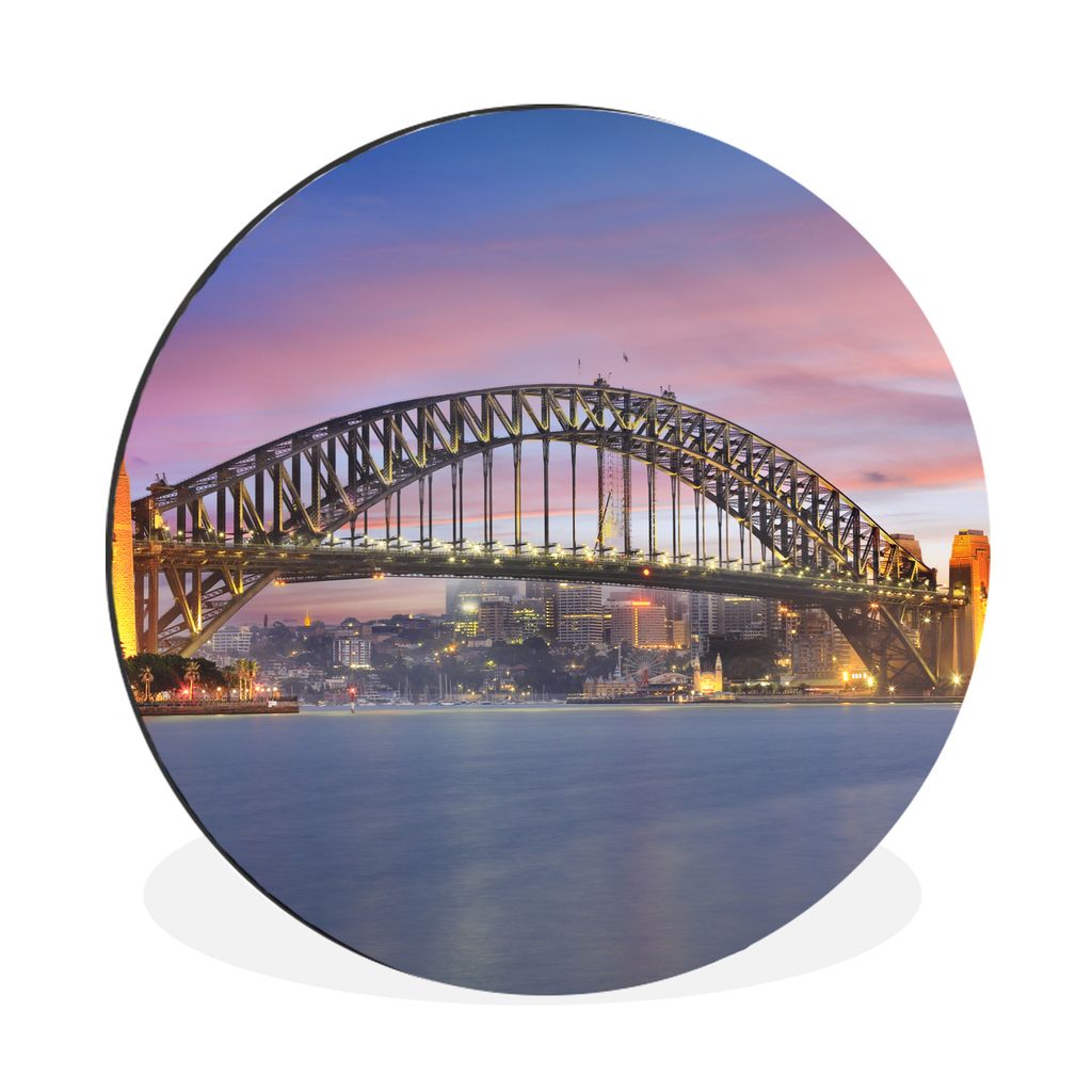 MuchoWow Aluminium Wandkreis Skyline von Sydney und die Sydney Harbour Bridge in Australien Ø 30 cm Wanddeko Modern Wohnzimmer - Wand Bild - Woh...