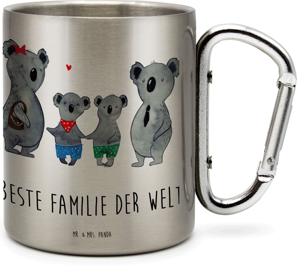 Mr. & Mrs. Panda Metallbecher Koala Familie zwei - Transparent - Geschenk, Thermobecher, Koalabär, Teetasse, isoliertasse, Edelstahl-Isolierbecher...