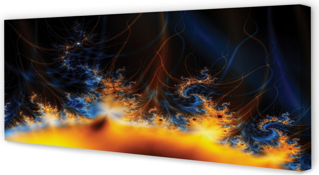 Leinwandbild 125x50 Wandkunst Gelbe und blaue Fraktale