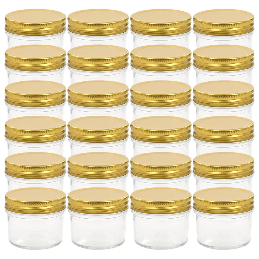 24 Vasetti Vetro 110ml Coperchio Oro - Ideali per Bomboniere e Regali