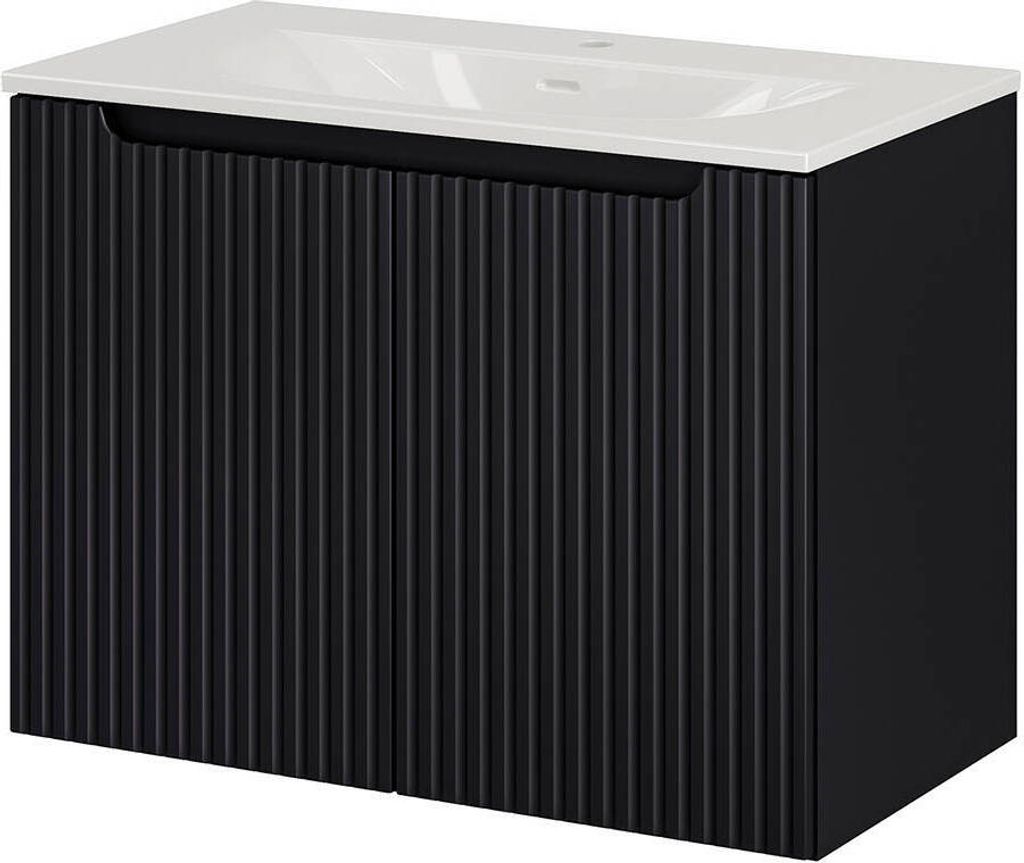 Waschtisch mit Unterschrank inkl. Waschbecken 'Skelbolu' 80 x 57 x 39 cm Schwarz
