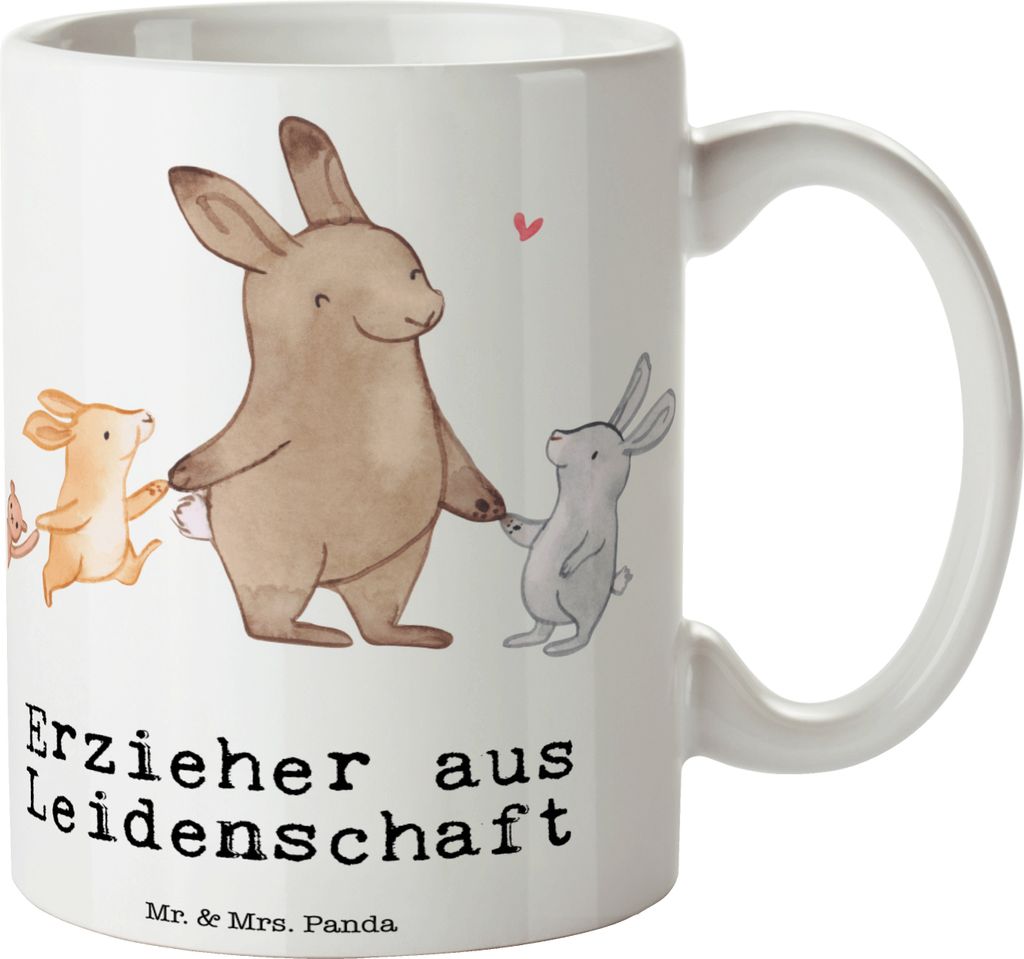 Mr. & Mrs. Panda Kaffeetasse Erzieher Leidenschaft - Weiß - Geschenk, Lustig, Pädagoge, Henkelpott, Jubiläum, Beruf, Spruch, Ausbildung, Teetass...