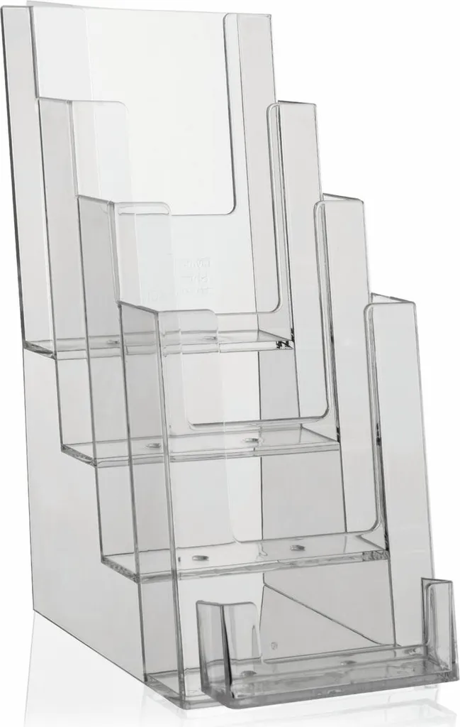 Porte-brochures DIN long 1/3 A4 avec compartiment cartes de visite - 4 pcs