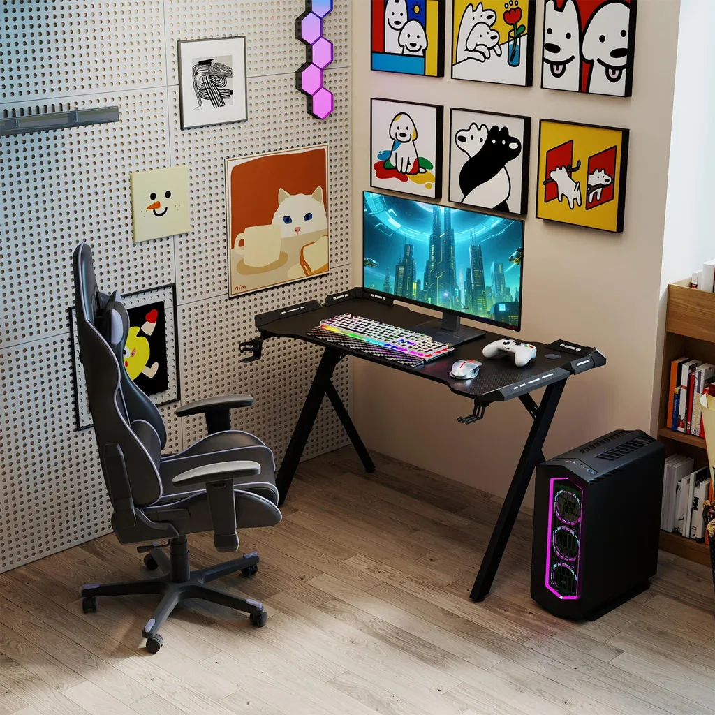 Bureau d'ordinateur 140cm pour Setup Gaming Pro avec Support Casque - 9