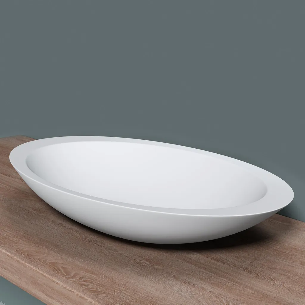 Lavabo vasque à poser 60cm blanc mat Colossum802 design rectangulaire