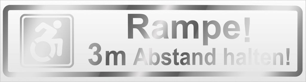 Kiwistar Rampe! Motiv 3m Abstand halten! Magnetschild Schild magnetisch - 60cm Chrom - Magnetfolie für Auto PKW Kfz