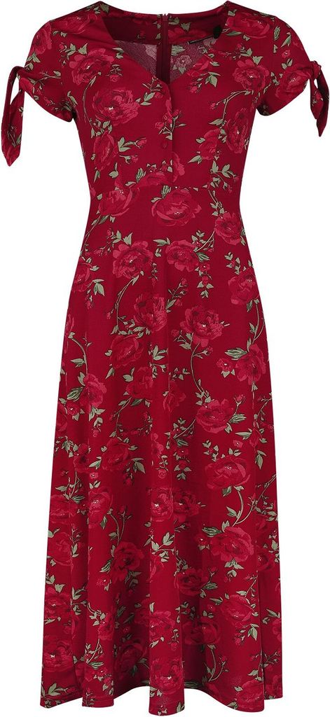 Voodoo Vixen Langes Kleid Damen V Neck Flared Dress rot XS