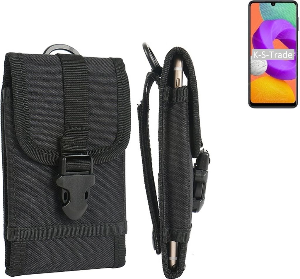 K-S-Trade Holster Handy Hülle kompatibel mit Samsung Galaxy M22 Holster Handytasche Gürtel Tasche Schutz Hülle Robust Outdoor schwarz