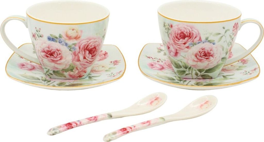 HOME ELEMENTS Porcelánová šálka a podšálka 2 x 250 ml, Ruža Obrázok produktu 