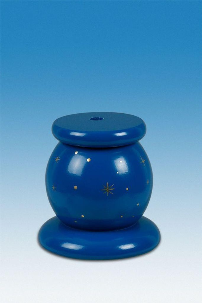 Holzfigur Untersatz für Kantenhocker blau rund HxT 9x8cm NEU