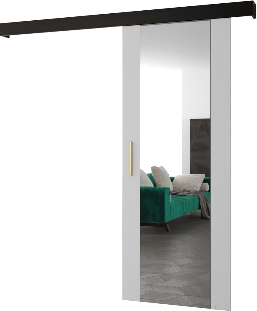 MEBLE KRYSPOL Salwador 2 Schiebetür, 90x204 cm, Weiß, Schwarz , Gold