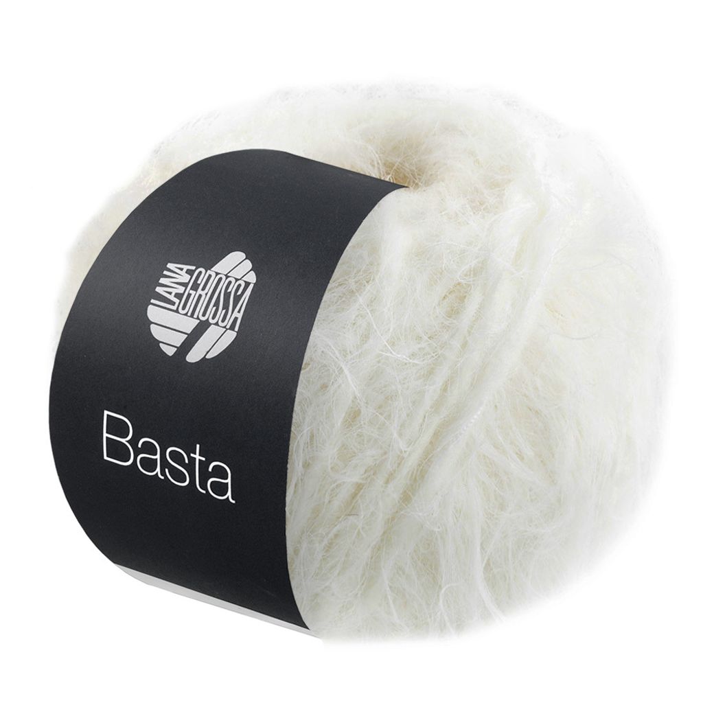 Lana Grossa BASTA 50 g Garn im Fake Fur Look mit Franseneffekt 100 m Farbe 001 - Rohweiß