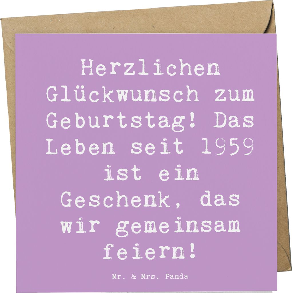 Mr. & Mrs. Panda Klappkarte Spruch 1959 Geburtstag - Lavendeltraum - Geschenk, Glückwunschkarte, Freunde und Familie, Alter, Happy Birthday, doppe...