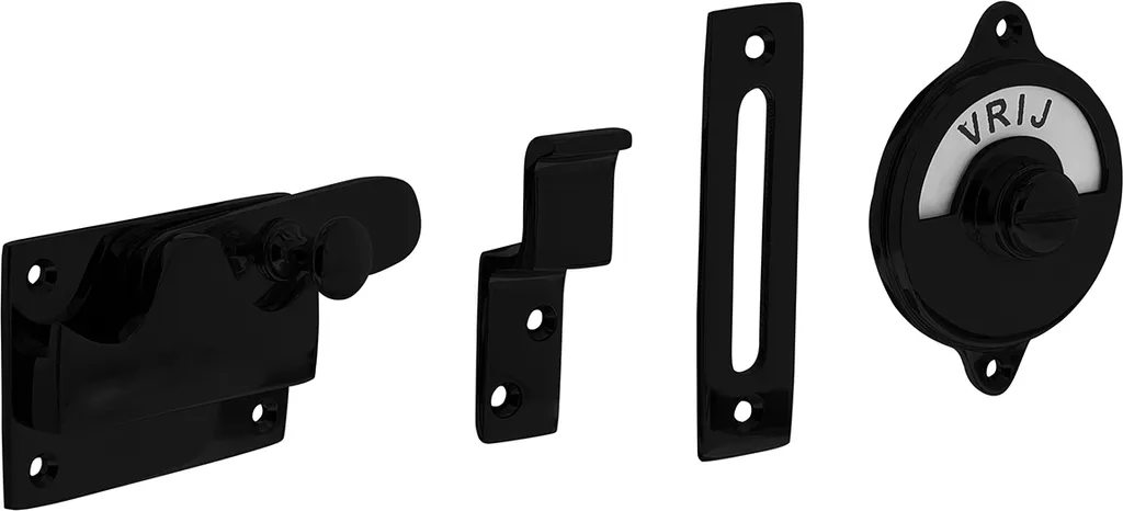 Verrou de porte WC noir mat avec indicateur de présence - Pack de 1 set