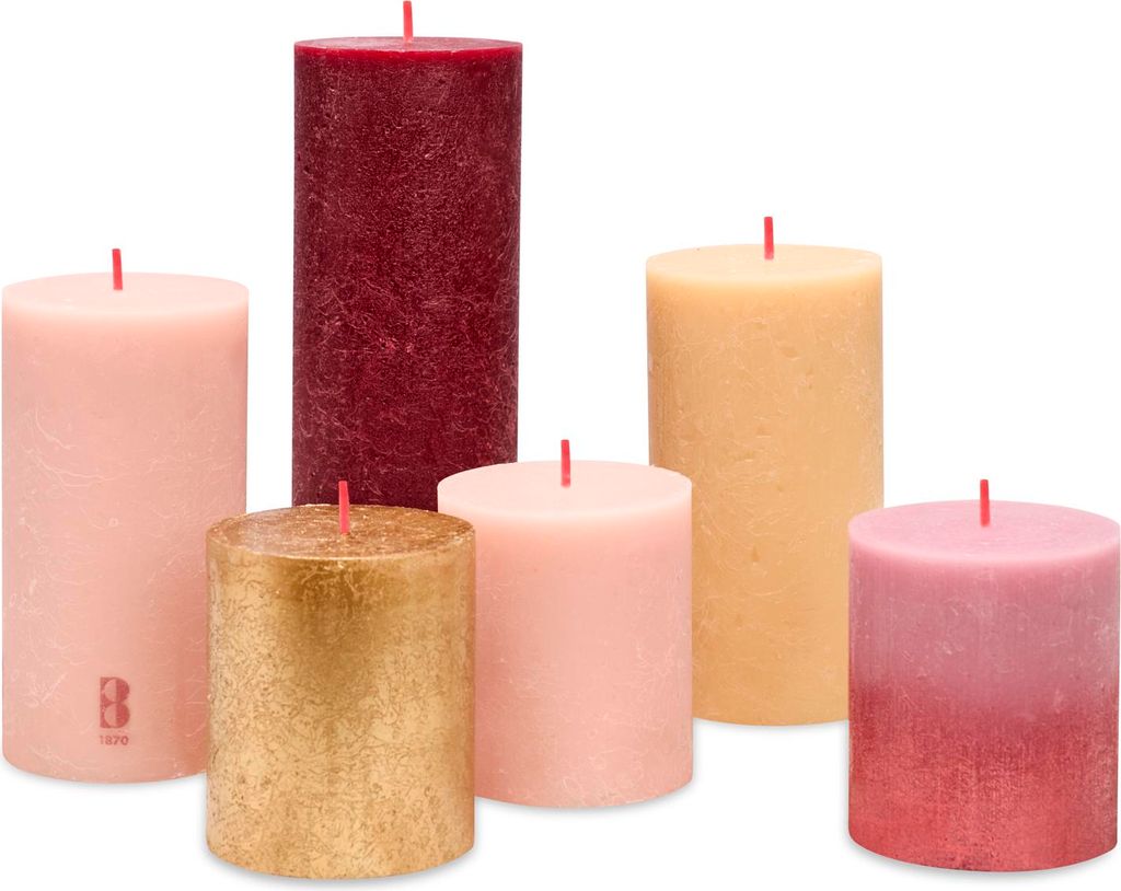 Bolsius 6er Set Kerzen, mehrfarbig