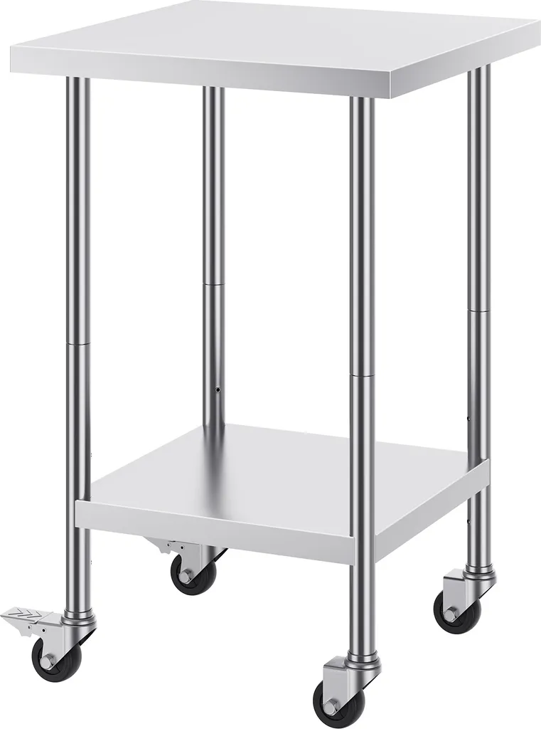 Plan de travail cuisine professionnelle inox mobile pour restauration