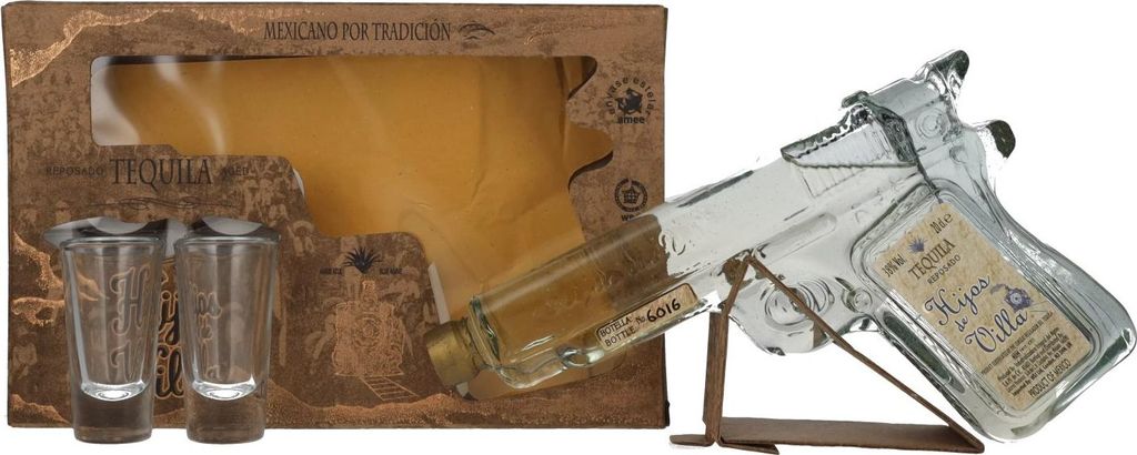 Hijos de Villa Tequila Reposado 38% Vol. 0,2l in Geschenkbox mit 2 Shotgläsern