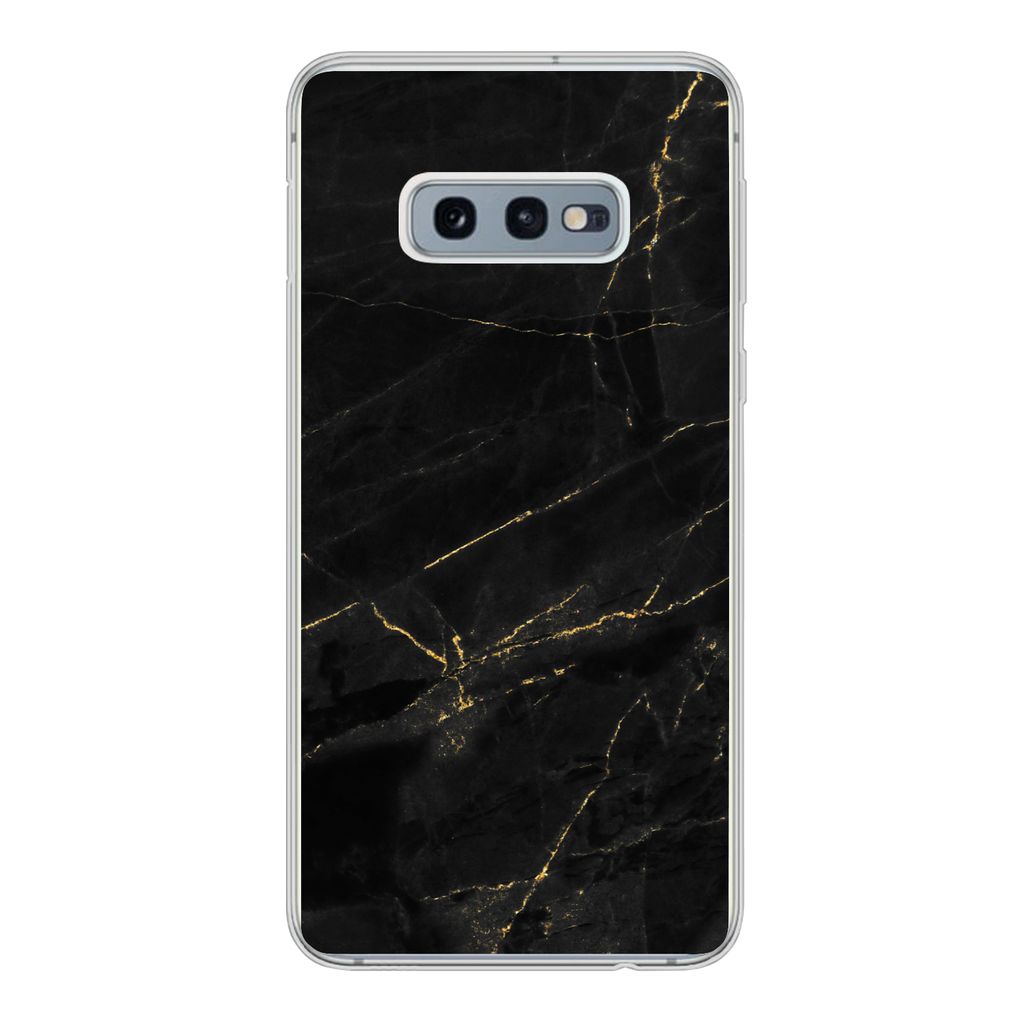 MuchoWow Handyhülle Schutzhülle Hülle für Samsung Galaxy S10e Marmor - Schwarz - Gold - Chic - Marmoroptik - Design Silikon Softcase Handy H...