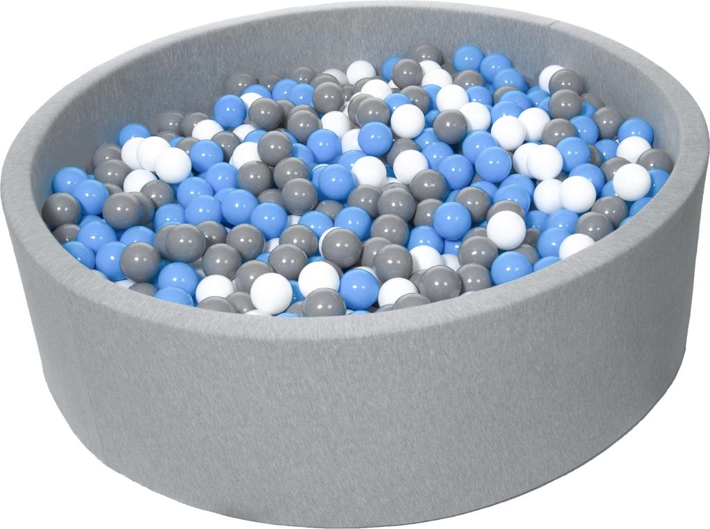 Bällebad für Kinder, Durchmesser ca. 125 cm + 1200 Bälle weiß, blau, grau