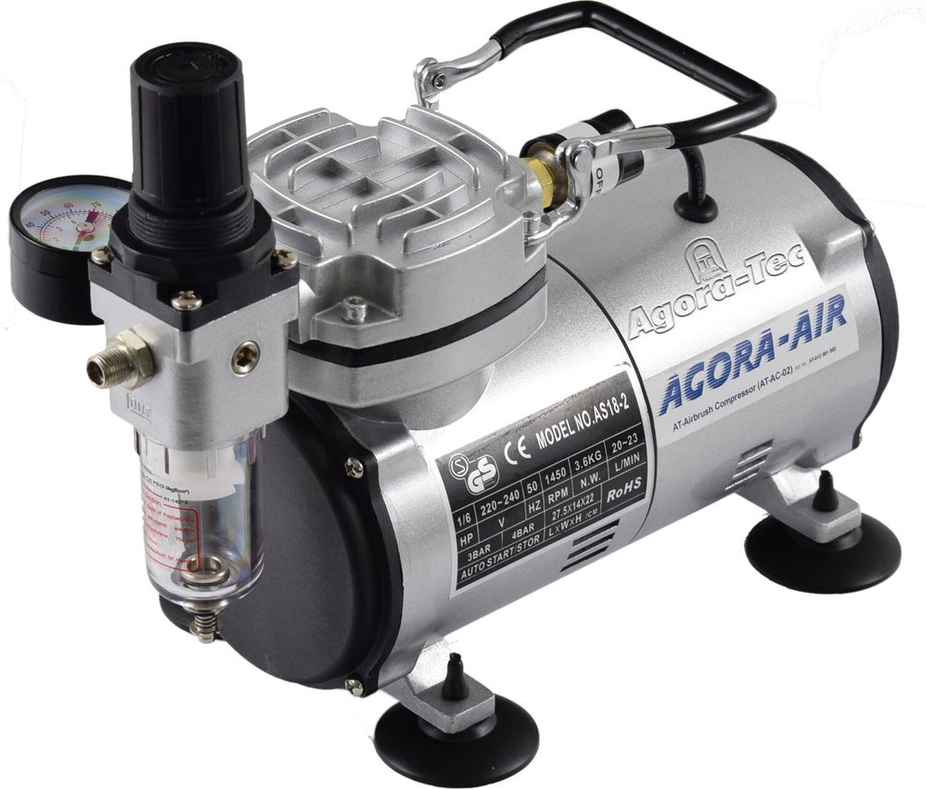 Agora-Tec Airbrush Mini Druckluft Kompressor AT-AC-02 (sehr leise)