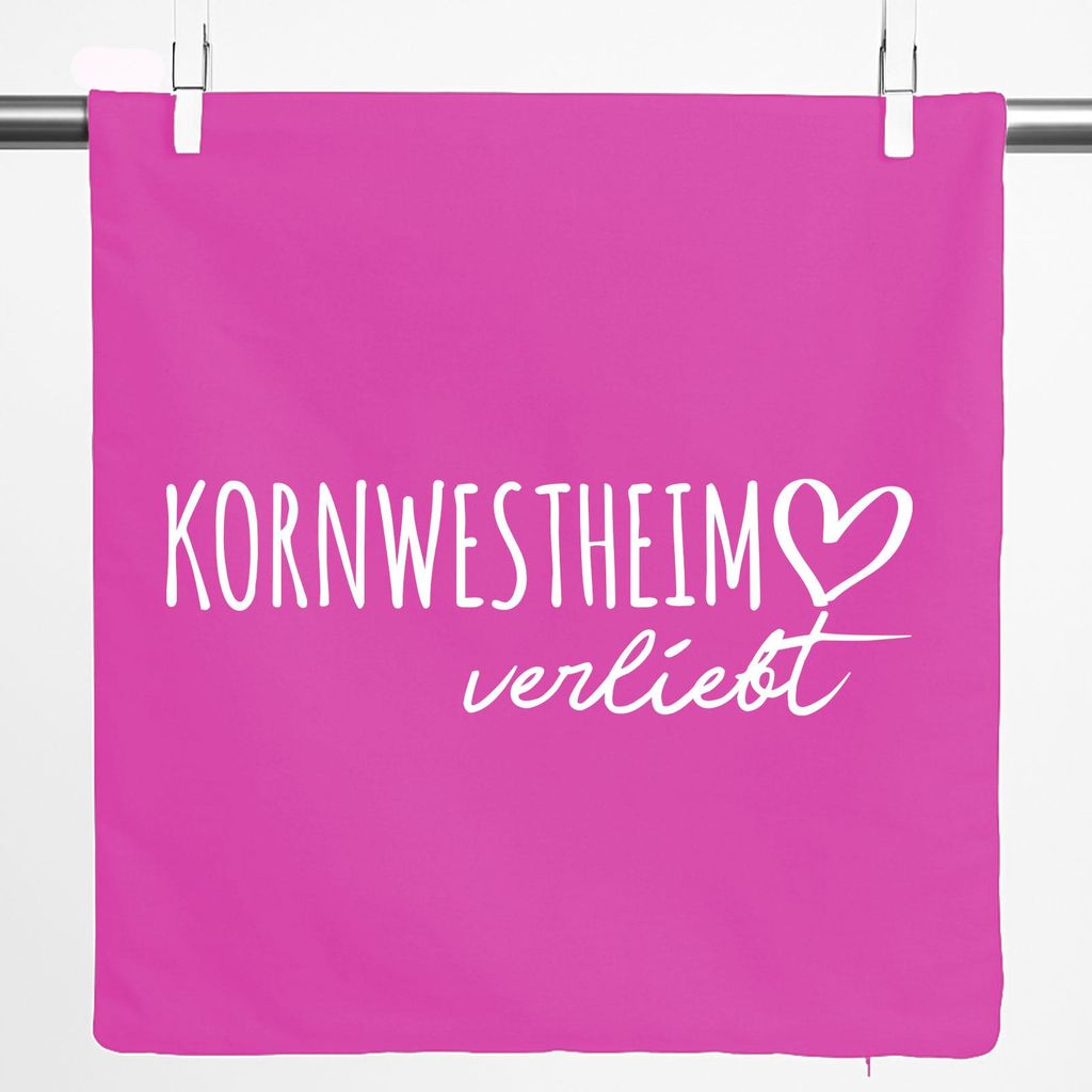Huuraa Kissenbezug Kornwestheim verliebt 40x40cm Fuchsia Baumwolle Dekokissenbezug Geschenkidee