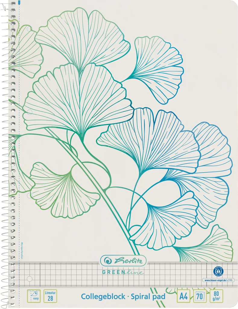 Blocco Herlitz A4 Quadretti 50033485 - Carta Riciclata GREENline