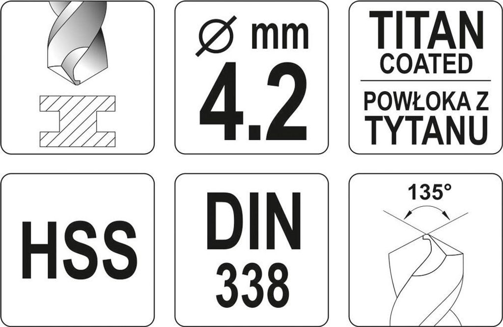 HSS-TiN METALLBOHRER BOHRER 4,2 MM YT-44642 YATO