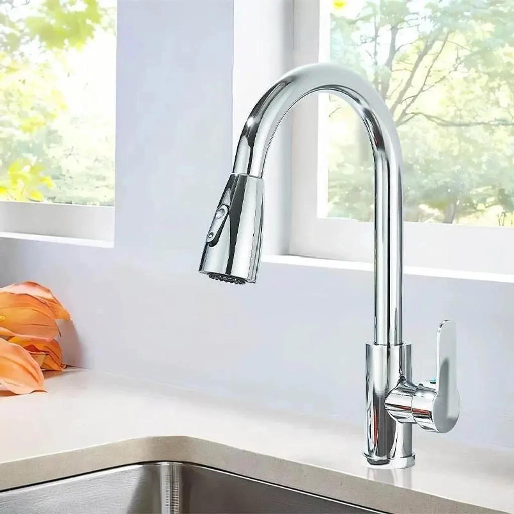 Robinet Cuisine Blanc Extractible Idéal pour Grand Évier et Vaisselle - 6