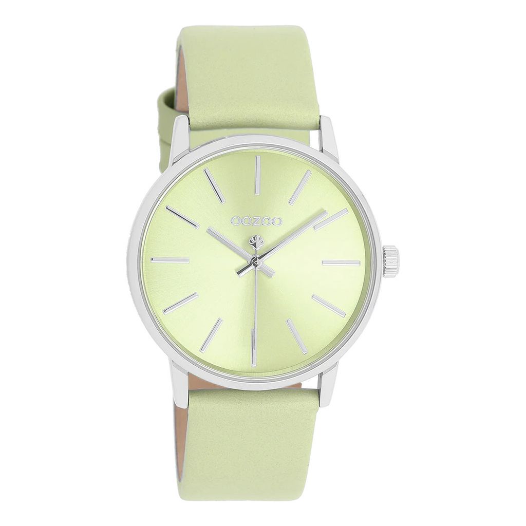 Oozoo Armbanduhr hellgrün Leder Timepieces Damen Analog-Quarzuhr UOC11370