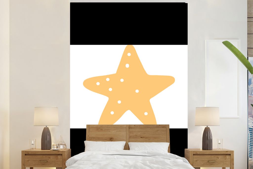 MuchoWow Fototapete für Wohnzimmer oder Schlafzimmer Wandtapete Vinyl Motivtapete Stern - Mädchen - Jungen - Punkte - Kinder - 400x300 cm - Kin...
