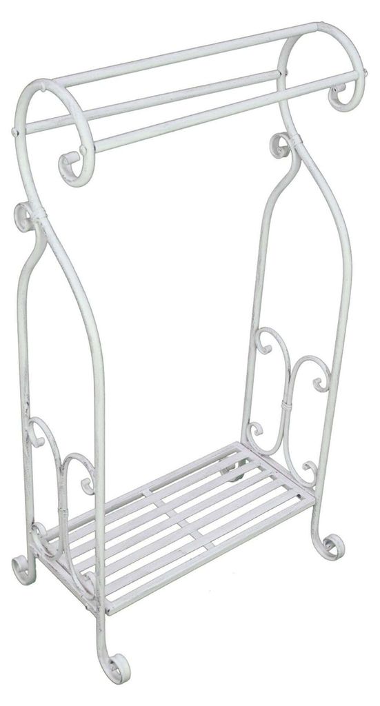 Milani Home - portasciugamani in metallo bianco anticato, Immagine del prodotto 