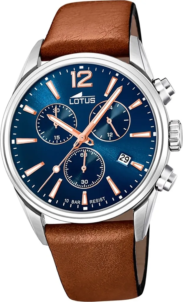 Montre Bracelet en Cuir Marron pour Homme Style Sportif Lotus Khrono