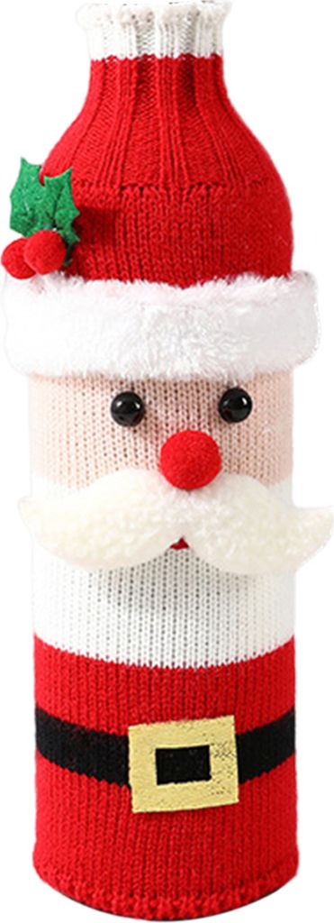 Weinflaschenhülle, Weihnachtsmann, Schneemann, Rentier-Design, Flaschenhülle, gestrickte Dekoration, Weinflaschen, Pullover für Tischdekoration,...