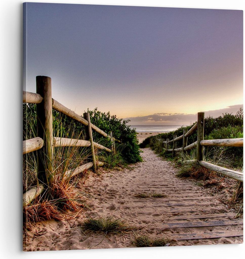 Bild auf Leinwand - Leinwandbild - Pfad Landschaft Himmel - 60x60cm - Wand Bild - Wanddeko - Leinwanddruck - Bilder - Kunstdruck - Wanddekoration -...