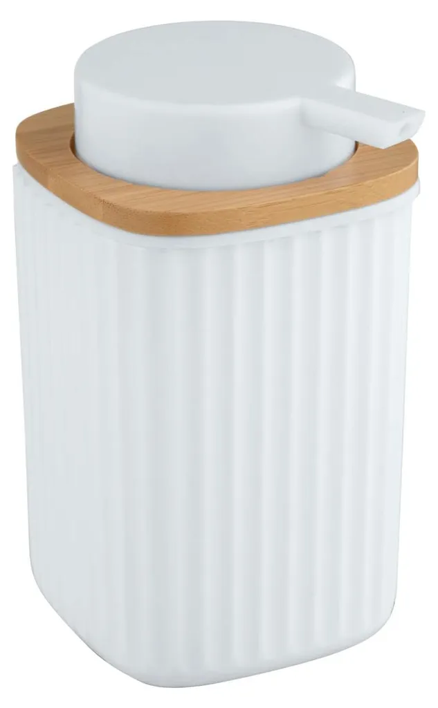 Distributeur de savon Rotello 250 ml blanc et bambou pour la salle de bain
