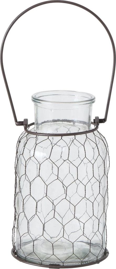 Vase Carter Glas Metallgeflecht klar Hängen H.26 cm