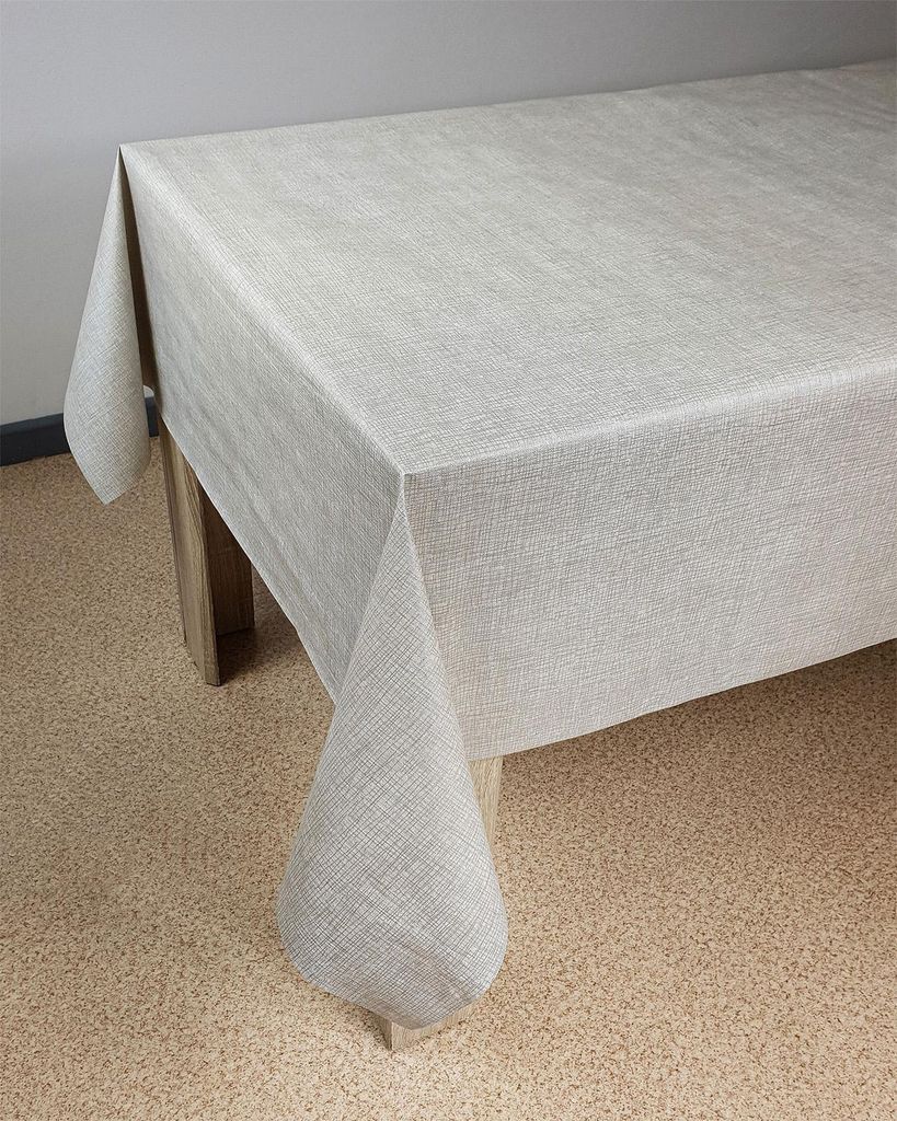 Wachstuchtischdecke 140x100 cm - Graue Leinen - Wachstischdecke mit wasserabweisender und lebensmittelecht PVC-Beschichtung - Outdoor-Tischdecken f...
