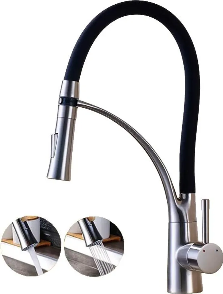 Miscelatore Cucina a Soffitto Spazzolato - Rubinetto Monocomando Moderno